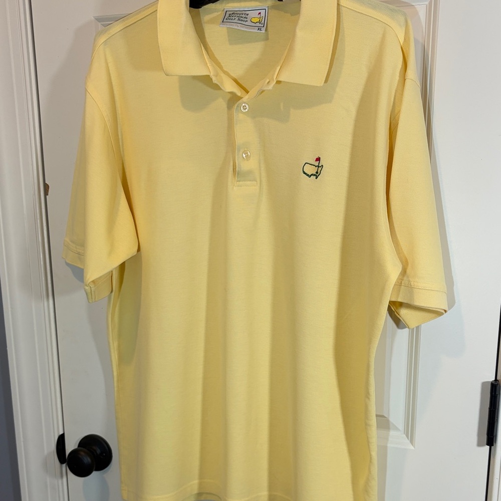 Masters Yellow Polo Shirt with Small Green & Red Logo